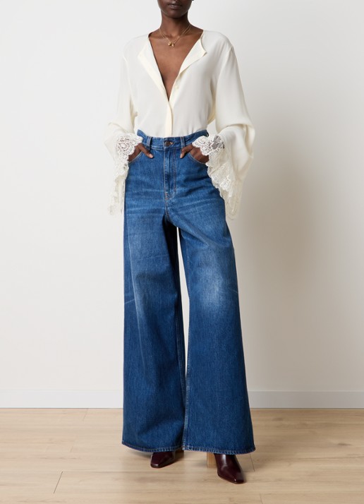 Chloé Blouse van zijde met details van kant - voorkant 5 creme