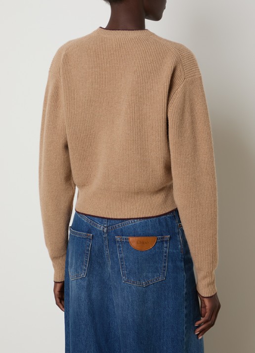Chloé Blouse van zijde met details van kant - achterkant 5 bruin