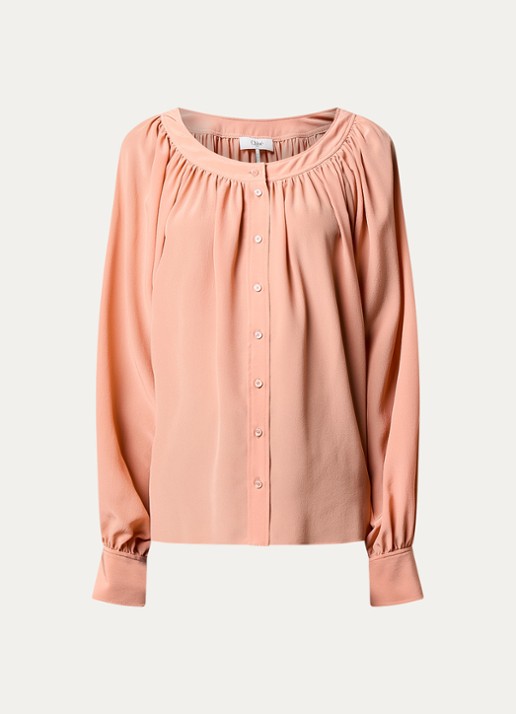 Chloé Blouse van zijde met ronde hals - voorkant 2 oudroze
