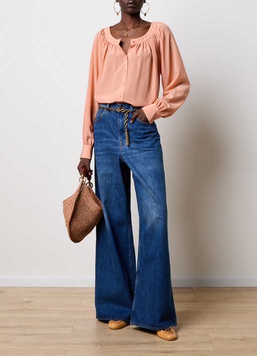 Chloé Blouse van zijde met ronde hals - voorkant 3 oudroze