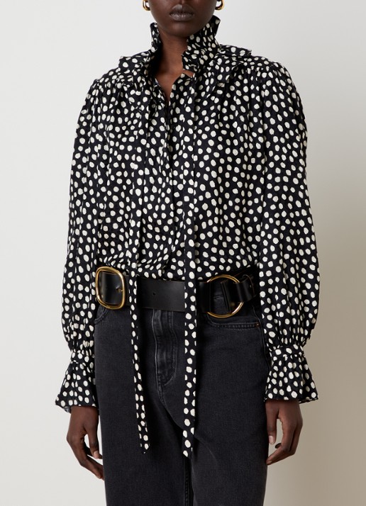 Chloé Blouse van zijde met sjaalkraag en stippenprint