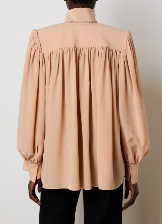 Chloé Blouse van zijde met sjaalkraag - achterkant 3 zalmroze
