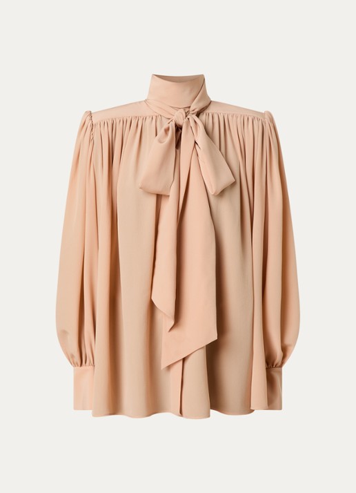 Chloé Blouse van zijde met sjaalkraag - voorkant 4 zalmroze