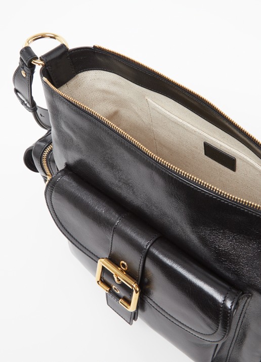 Chloé Camera handtas van buffelleer - detail zwart