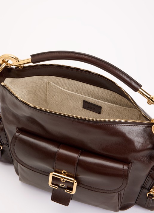 Chloé Camera handtas van buffelleer - detail 2 donkerbruin