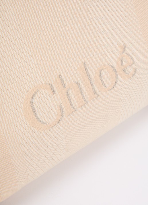 Chloé Carry schoudertas van canvas met afneembare schouderriem - detail 3 beige