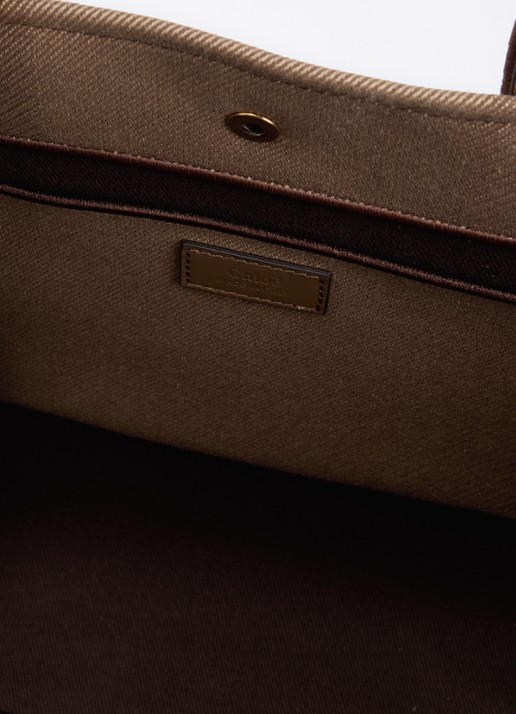 Chloé Carry shopper van canvas met kalfsleren details - detail 3 lichtbruin