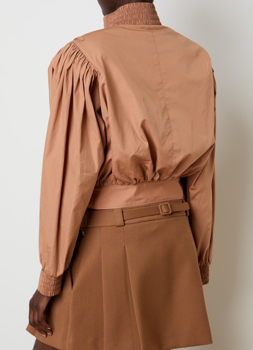 Chloé Cropped trenchcoat met pofmouw en ceintuur - achterkant camel