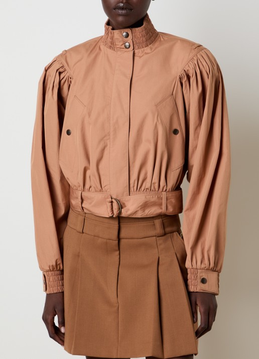 Chloé Cropped trenchcoat met pofmouw en ceintuur - detail 2 camel