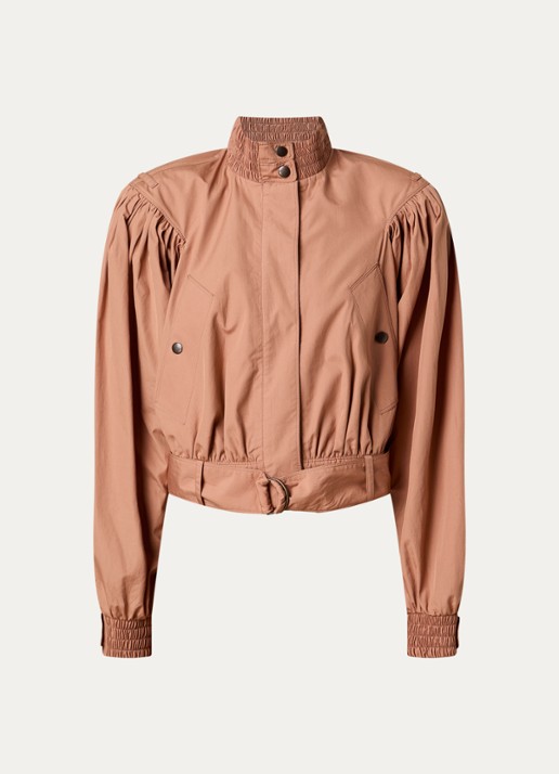 Chloé Cropped trenchcoat met pofmouw en ceintuur - voorkant 5 camel
