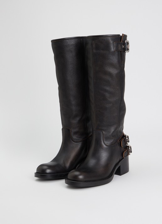 Chloé Dakota laars van kalfsleer met gespdetail - detail 3 donkerbruin