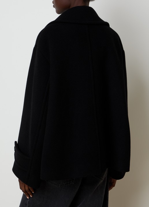 Chloé Double-breasted mantel in scheerwolblend met col - achterkant 4 zwart