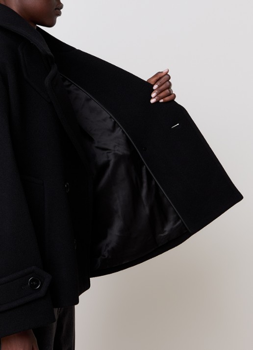 Chloé Double-breasted mantel in scheerwolblend met col - detail 2 zwart