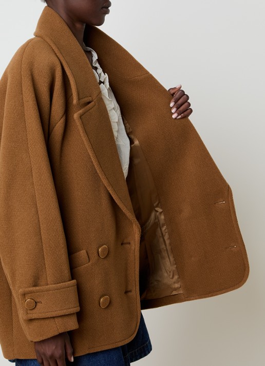 Chloé Double-breasted mantel van scheerwol met steekzakken - detail 4 camel