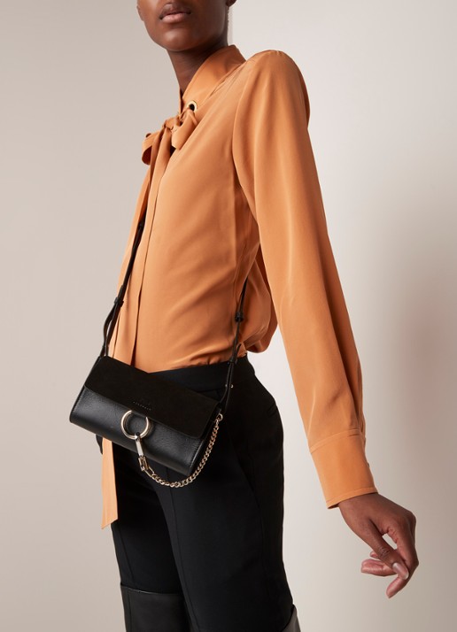 Chloé Faye clutch van kalfsleer en suède - voorkant 2 zwart