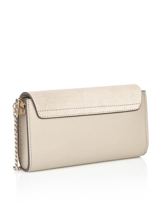 Chloé Faye clutch van kalfsleer en suède - detail middengrijs