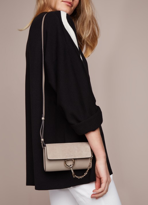 Chloé Faye clutch van kalfsleer en suède - voorkant 4 middengrijs