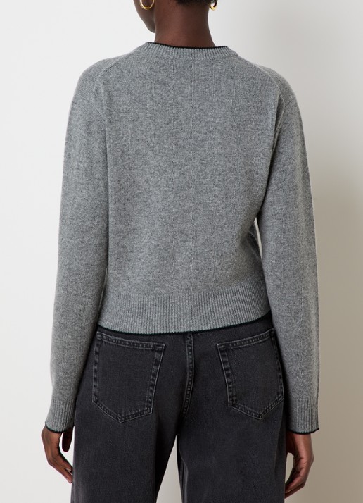 Chloé Fijngebreid vest in kasjmierblend met logoborduring - achterkant donkergrijs