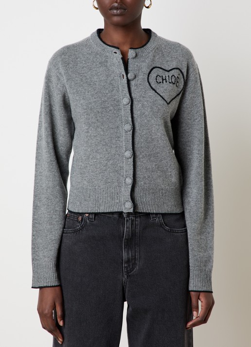 Chloé Fijngebreid vest in kasjmierblend met logoborduring