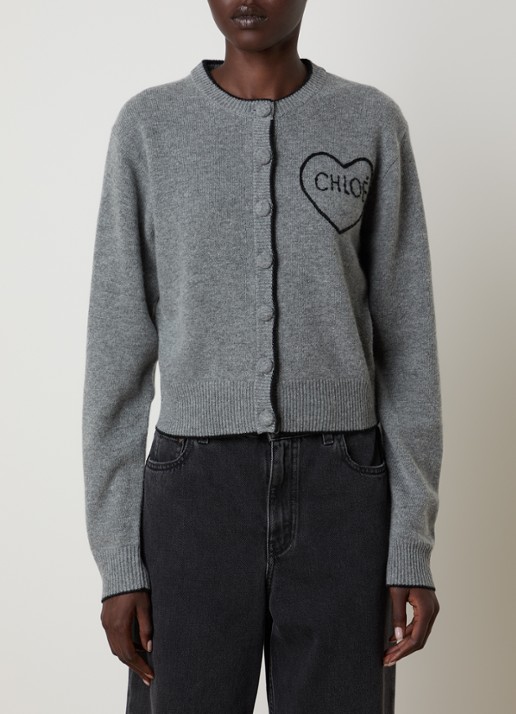 Chloé Fijngebreid vest in kasjmierblend met logoborduring