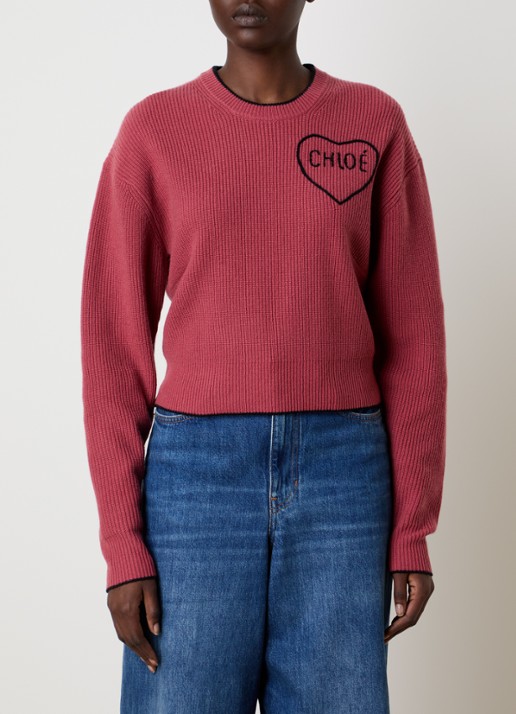 Chloé Grofgebreide trui in kasjmierblend met logo