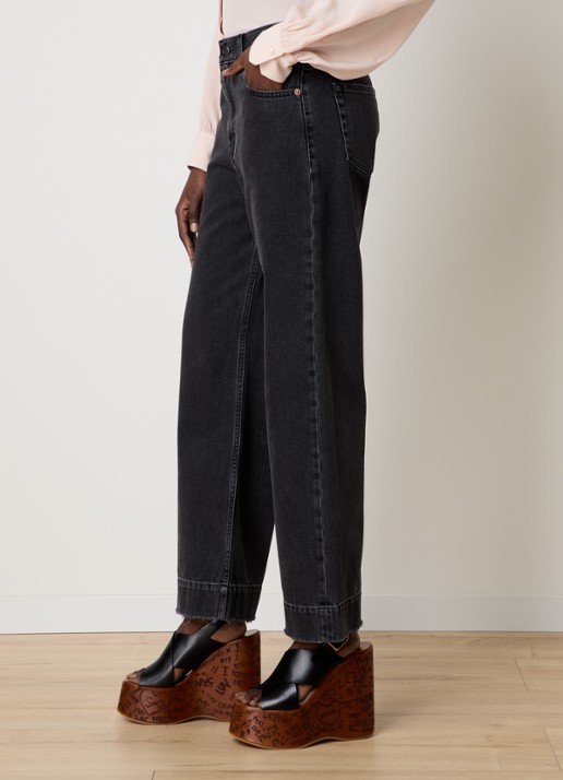 Chloé High waist straight leg jeans met gekleurde wassing - detail 5 antraciet