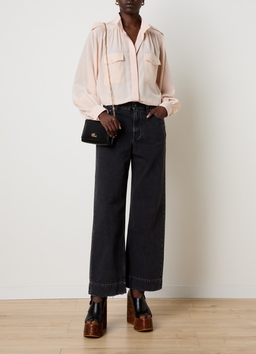 Chloé High waist straight leg jeans met gekleurde wassing - voorkant 3 antraciet