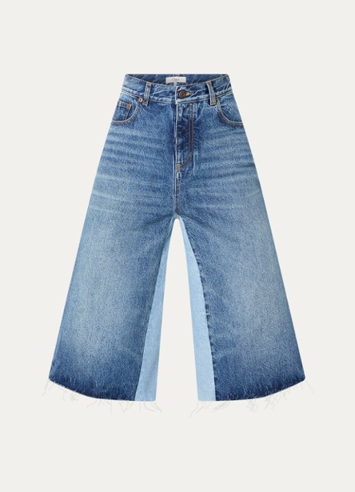 Chloé High waist wide fit culotte van denim met medium wassing - voorkant 4 indigo