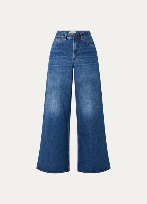 Chloé High waist wide leg jeans met medium wassing - voorkant 5 indigo