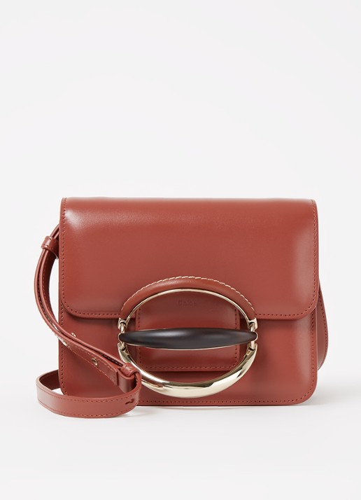 Chloé Kattie crossbodytas van kalfsleer  - voorkant roodbruin