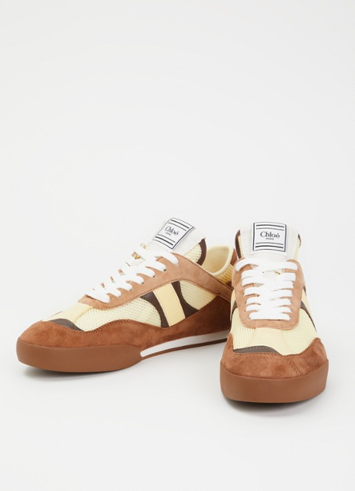 Chloé Kick sneaker met geitensuède details - detail bruin