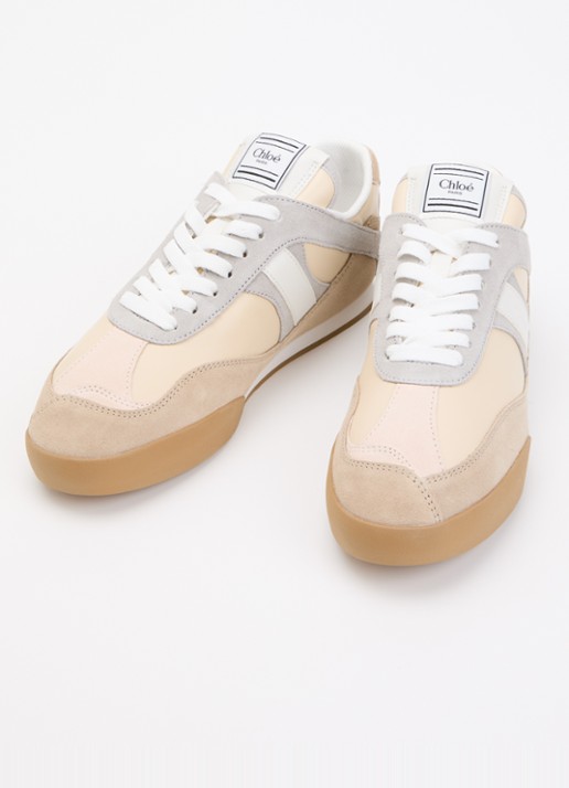 Chloé Kick sneaker van kalfsleer met details van suède - detail 3 beige