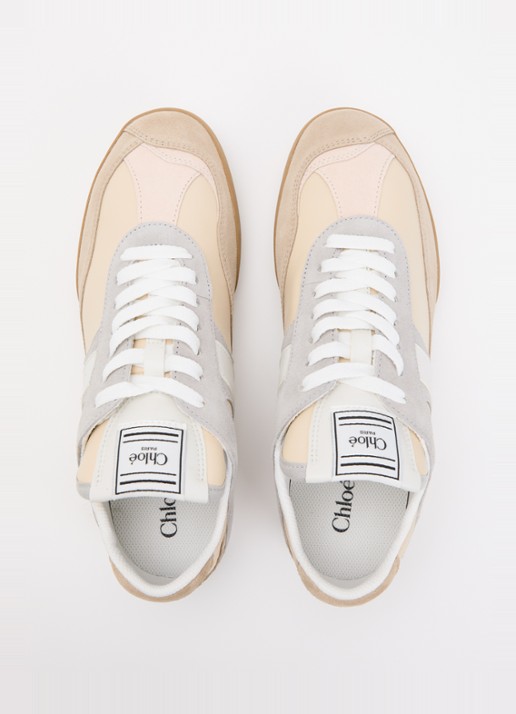 Chloé Kick sneaker van kalfsleer met details van suède - detail 4 beige