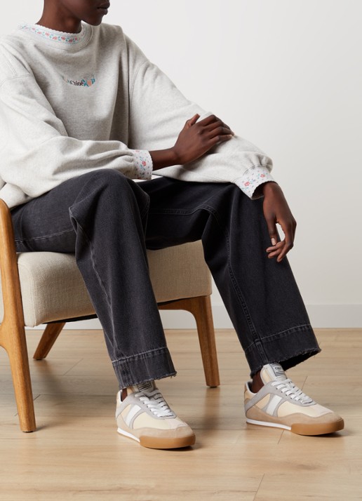 Chloé Kick sneaker van kalfsleer met details van suède - voorkant 3 beige