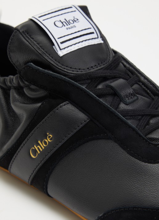 Chloé Kick sneaker van schapenleer met details van suède - detail 4 zwart