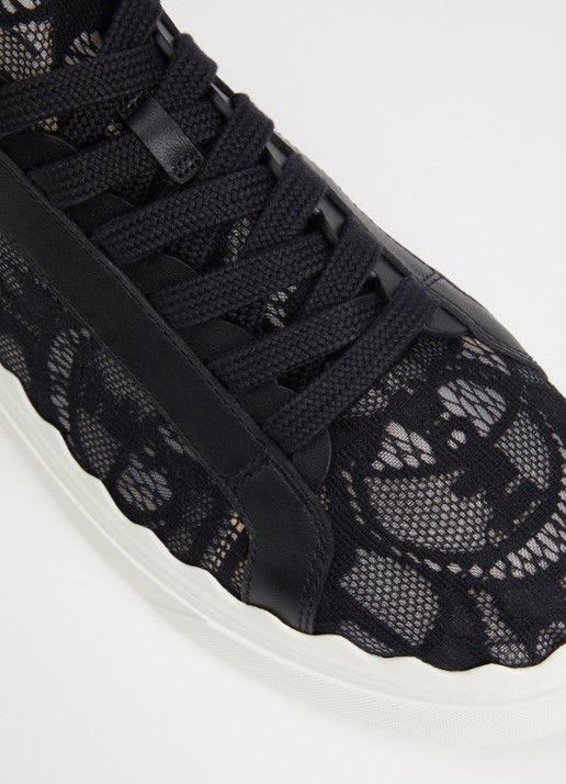 Chloé Lauren sneaker van kant met kalfsleren details - detail 5 zwart