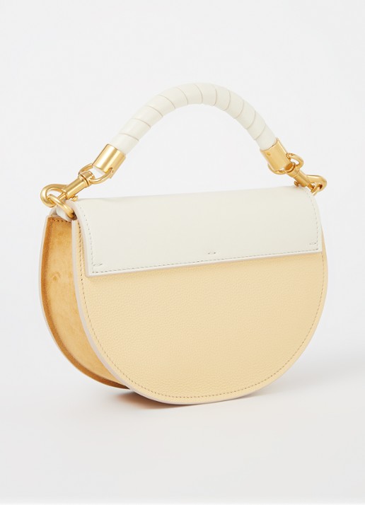 Chloé Marcie crossbodytas van kalfsleer met suède details - achterkant 7 gebroken wit