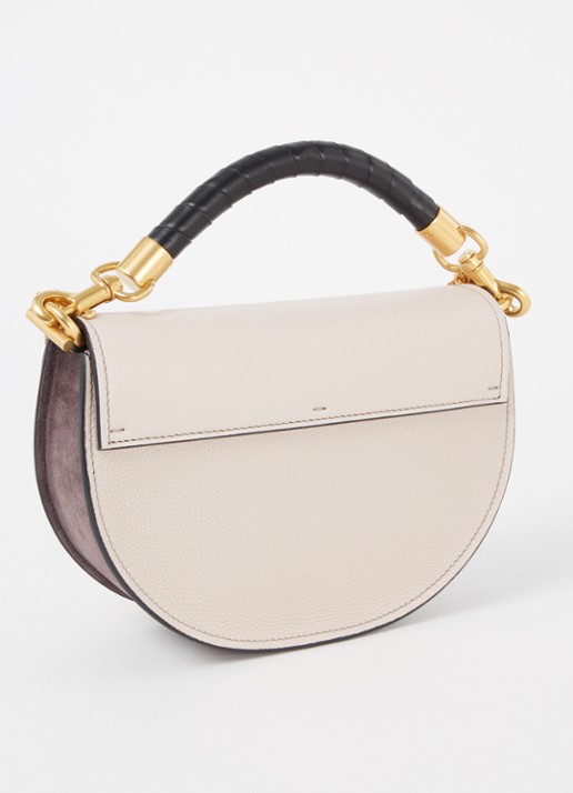 Chloé Marcie handtas van kalfsleer met suède details - achterkant taupe