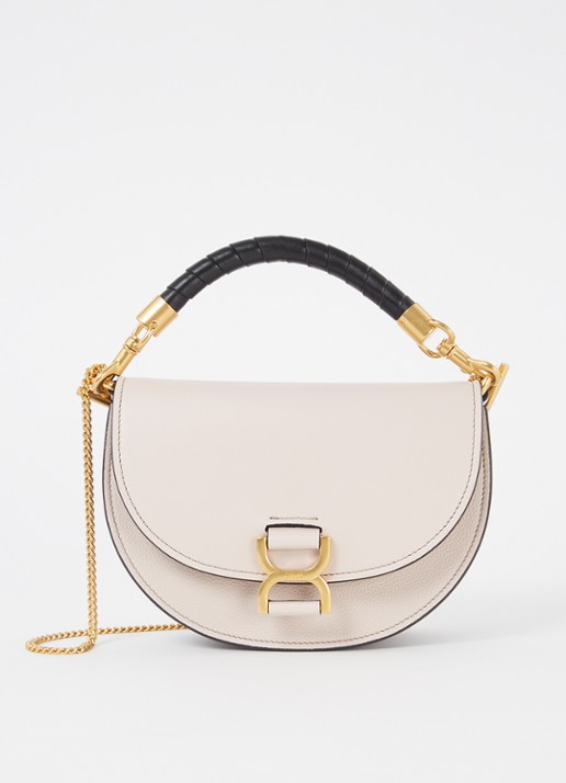 Chloé Marcie handtas van kalfsleer met suède details - voorkant 5 taupe