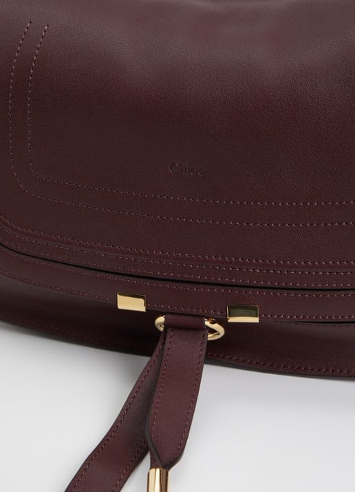 Chloé Marcie Medium schoudertas van kalfssuède  - detail 5 bordeauxrood