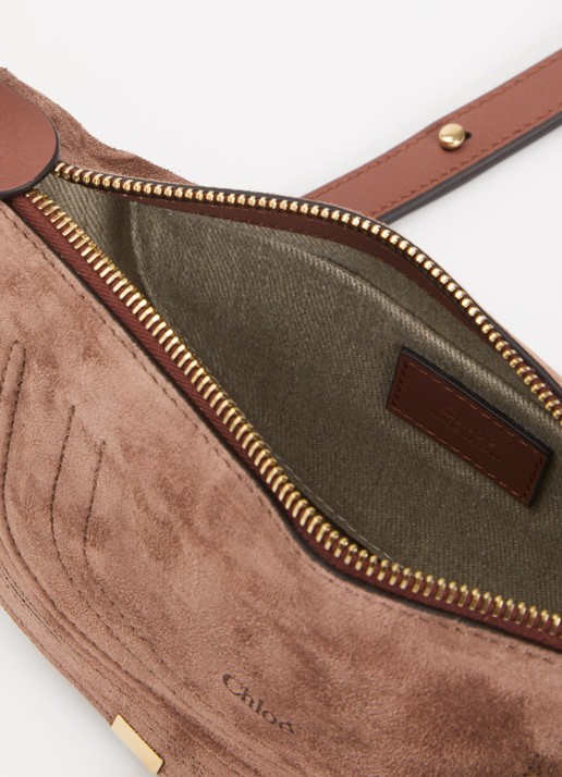 Chloé Marcie mini schoudertas van suède - detail 2 bruin