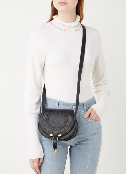 Chloé Marcie Small crossbodytas van kalfsleer - voorkant 5 zwart