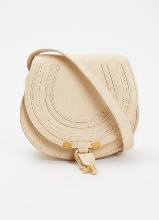 Chloé Marcie Small crossbodytas van kalfsleer - voorkant 5 beige