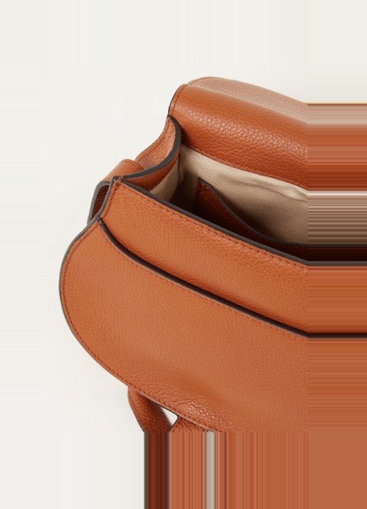 Chloé Marcie Small crossbodytas van kalfsleer - detail roestbruin