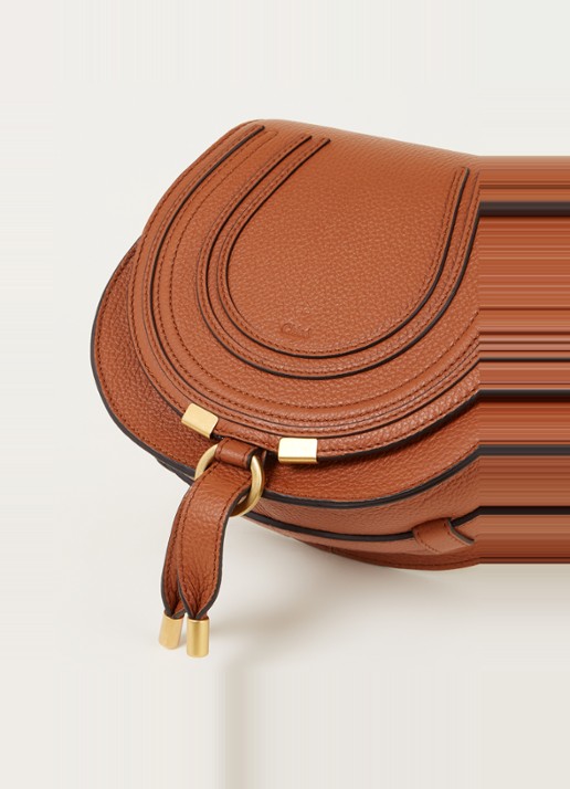 Chloé Marcie Small crossbodytas van kalfsleer - detail 3 roestbruin