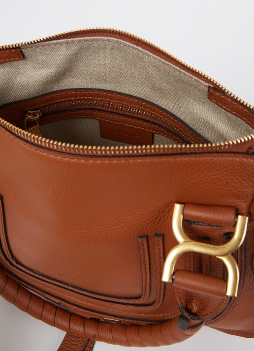 Chloé Marcie Small handtas van kalfsleer - detail 2 cognac