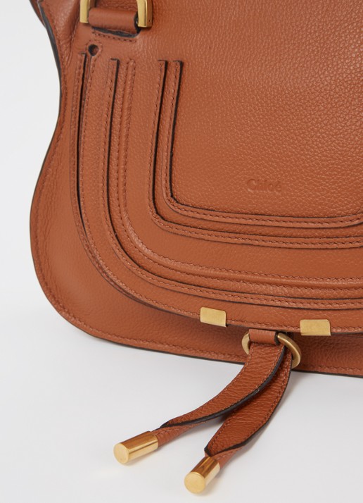 Chloé Marcie Small handtas van kalfsleer - detail 4 cognac