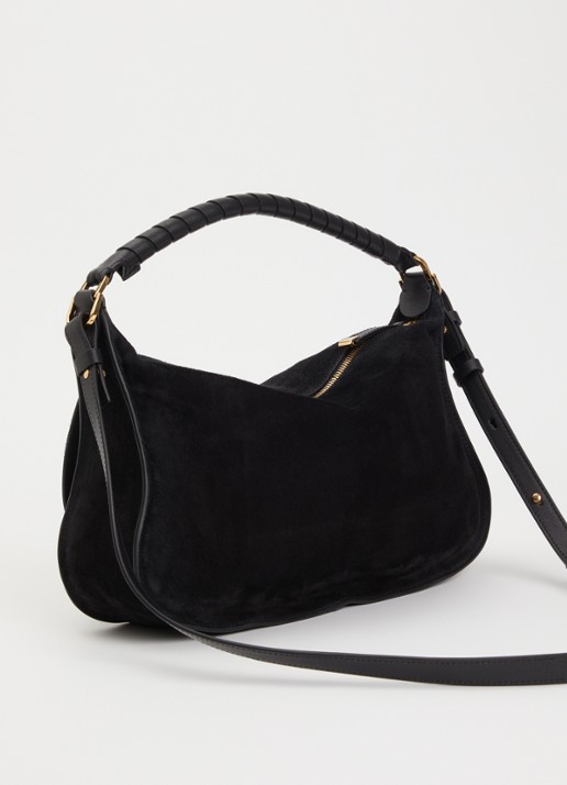 Chloé Marcie Small handtas van suède met studs  - achterkant 5 zwart