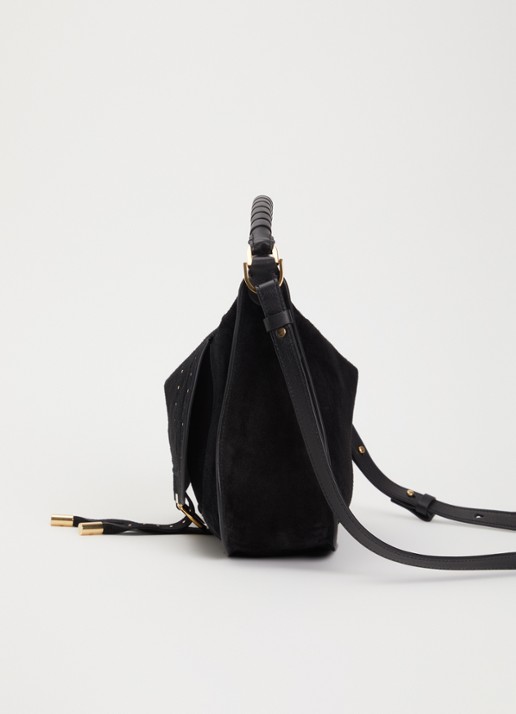 Chloé Marcie Small handtas van suède met studs  - detail 2 zwart
