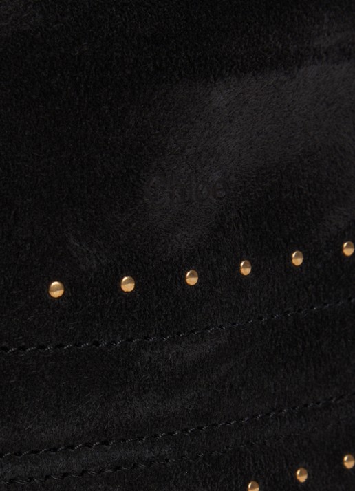 Chloé Marcie Small handtas van suède met studs  - detail 4 zwart